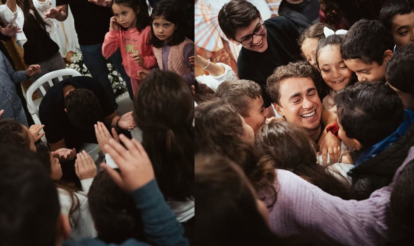 As crianças intercederam por Nikolas Ferreira. (Foto: Instagram/Casa Pró-Vida Mãe Imaculada).
