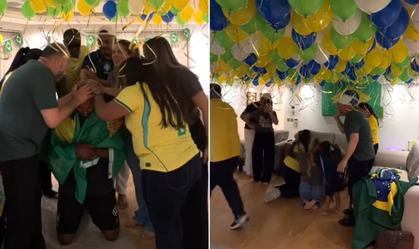 O jogador recebeu uma oração de seus familiares. (Foto: Reprodução/Instagram/thiago01).