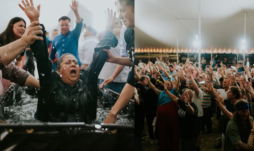 Centenas de pessoas aceitaram Jesus nos cultos da tenda. (Foto: Facebook/Braden Andersen & The Jesus Tent Revival).     