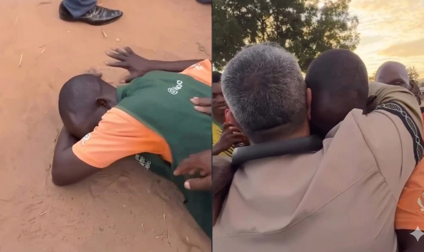 Joaquim se emocionou ao ganhar uma moto para evangelizar. (Foto: Reprodução/Instagram/tiajoecia).