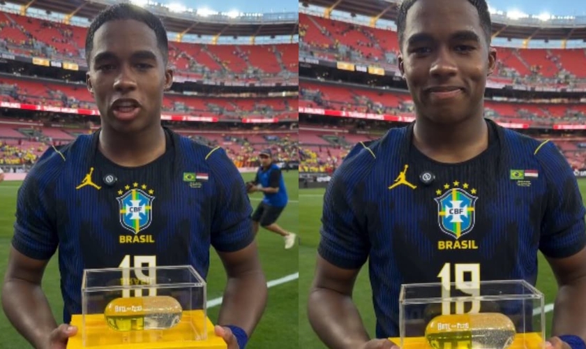 Endrick foi eleito o craque da partida contra o Egito. (Foto: Reprodução/Instagram/CBF).