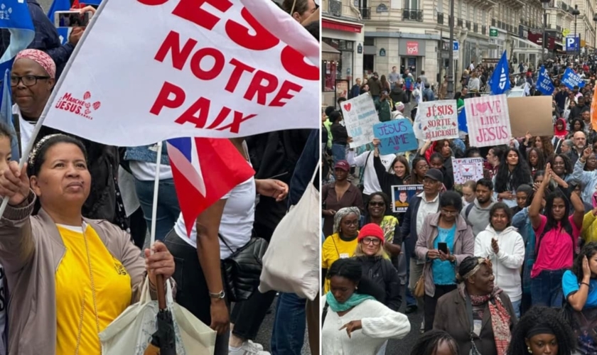 A multidão proclamou o nome de Cristo com louvores e bandeiras. (Foto: Instagram/Ensemble Pour Le Royaume).