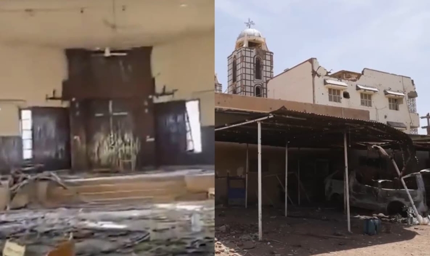 Templos foram destruídos durante a guerra no Sudão. (Foto: Reprodução/CBN News).