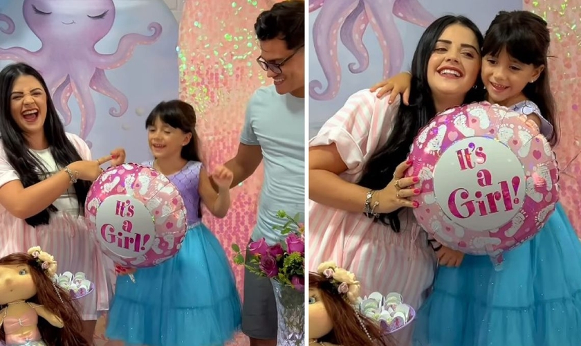 A família anunciando a chegada do novo bebê. (Foto Reprodução/Instagram/Mari Bueno)