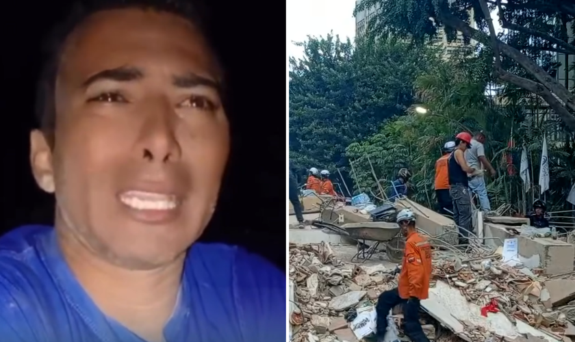 Pastor Carlos Arizmendi e equipes de resgate atuam após o terremoto que atingiu a Venezuela. (Captura de tela/Instagram/ noticiasvenezueladice /AP)