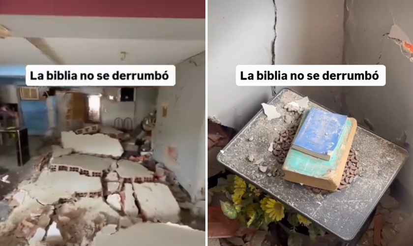 Apartamento destruído pelos terremotos na Venezuela e Bíblia encontrada intacta entre os escombros. (Captura de tela/Instagram/matosjeucaris)