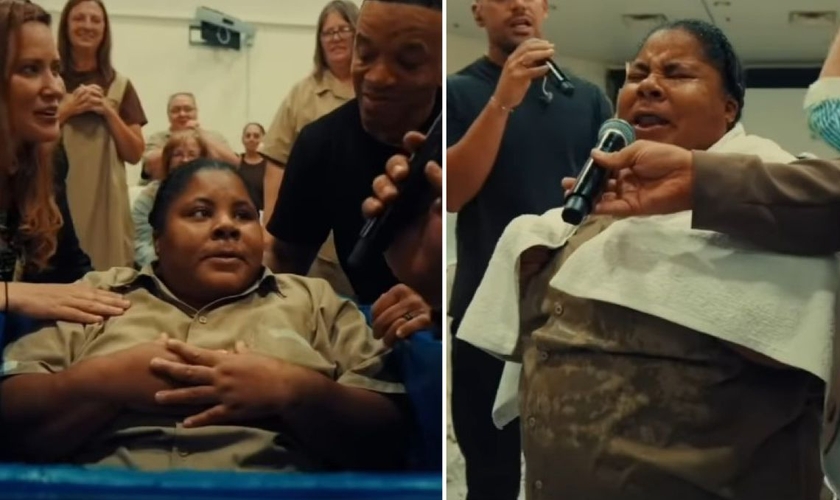 A mulher levou toda a prisão a adorar a Deus. (Foto: Reprodução/Instagram/God Behind Bars)
