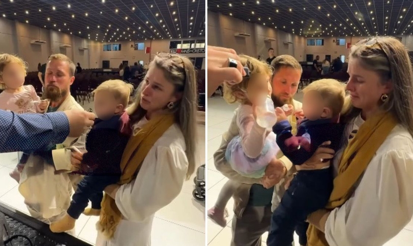 O casal testemunhando na igreja. (Foto: Reprodução/Instagram/Samuel Felipe)