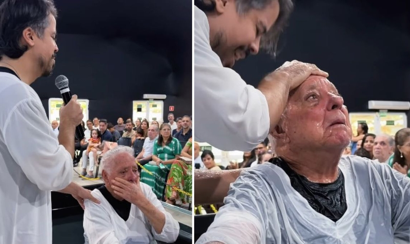 Antônio durante o batismo. (Foto: Reprodução/Instagram/Lírio Jardim Armação)