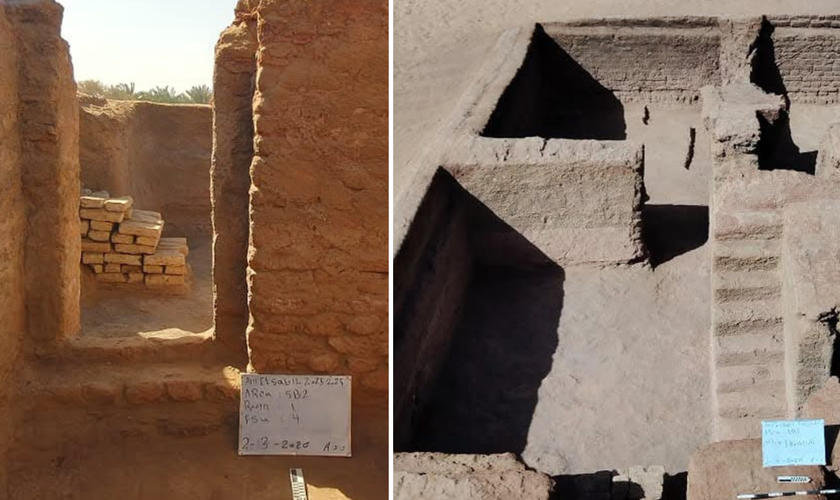 Ruínas da antiga cidade bizantina descoberta no oásis de Dakhla, no Egito. (Foto: Ministério do Turismo e Antiguidades do Egito)