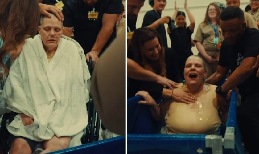 O batismo da mulher na prisão. (Foto: Reprodução/Instagram/God Behind Bars)