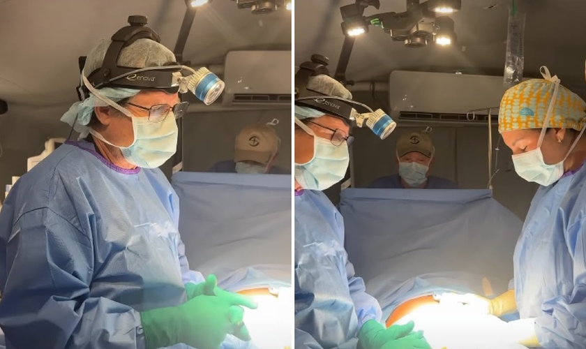 Médicos orando antes de uma cirurgia. (Foto: Reprodução/Instagram/Franklin Graham)