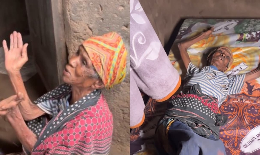 A idosa dormia no chão em uma esteira. (Foto: Reprodução/Instagram/tiajoecia).