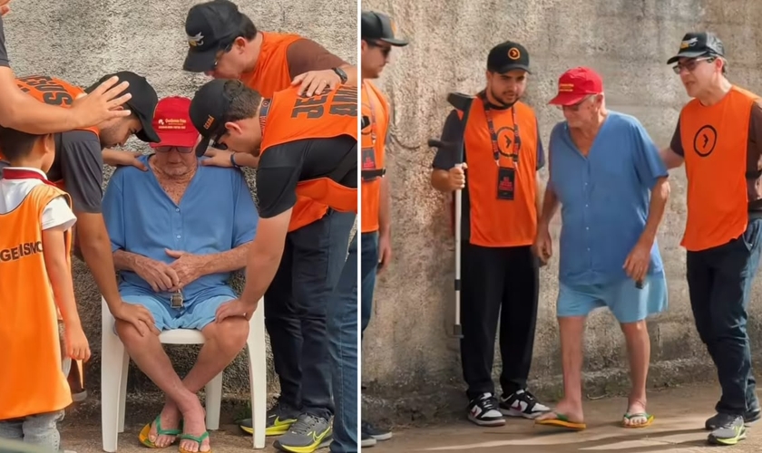 Idoso foi curado após uma oração nas ruas. (Foto: Reprodução/Instagram/AVIVA)