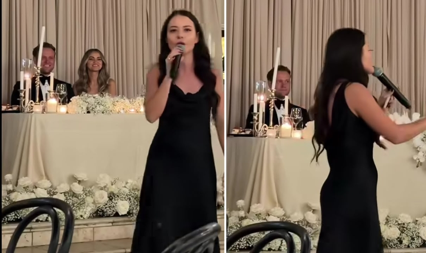 Polina Sagaydak pregando no casamento. (Foto: Reprodução/Instagram/Polina Sagaydak)