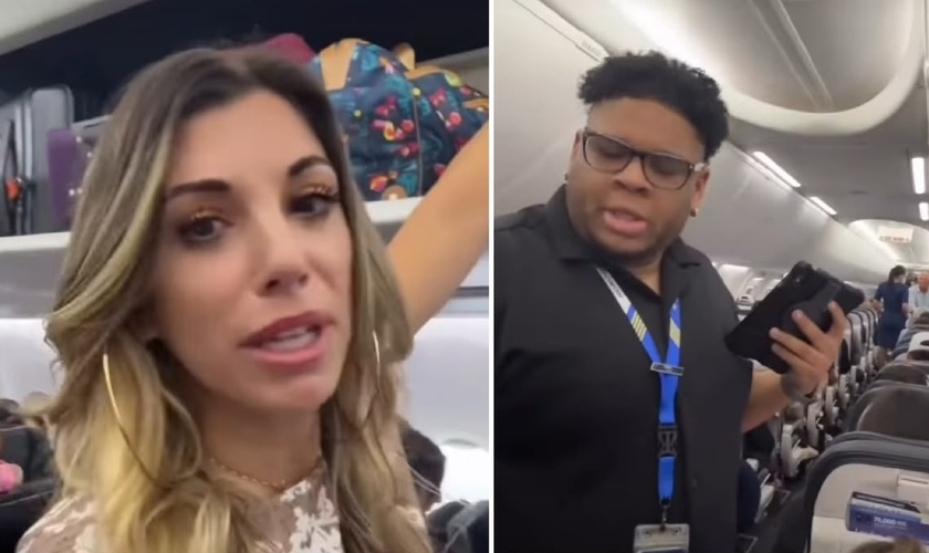 Whitney Lynn sendo expulsa do avião. (Foto: Reprodução/Instagram/Whitney Lynn)