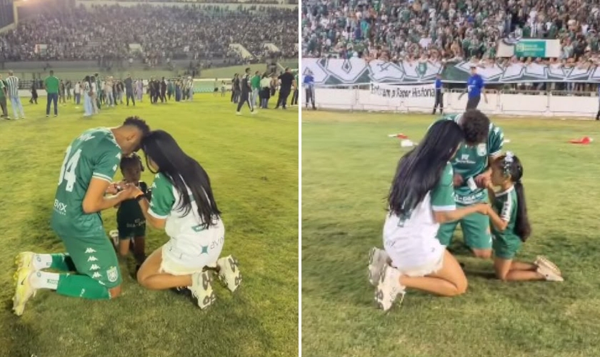 Wellington orando com a esposa e a filha. (Foto: Reprodução/Instagram/Wellington Silva Pinto)