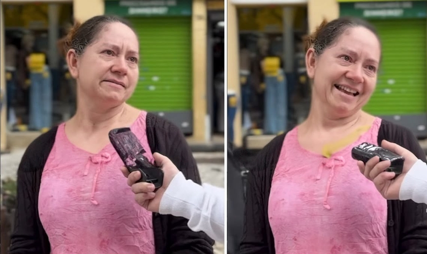 A mulher testemunhando sobre Jesus. (Foto: Reprodução/Instagram/Guitto)