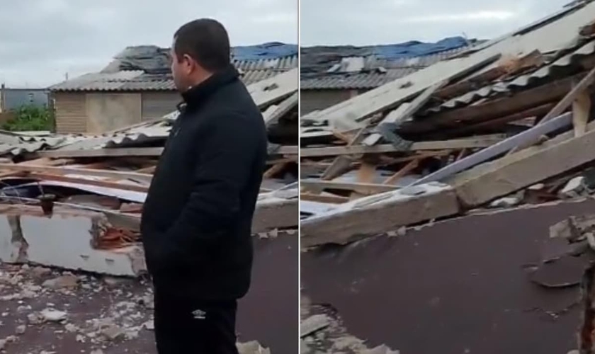 O templo ficou totalmente destruído. (Foto: Reprodução/Facebook/Igreja Missionária Pentecostal Jesus Ama Você).