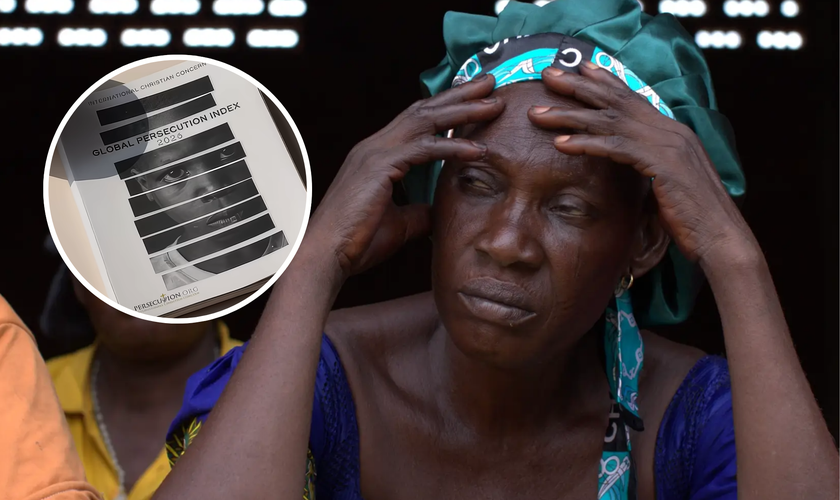 Cristã na Nigéria; no destaque, Índice Global de Perseguição de 2026. (Foto representativa: Portas Abertas; ICC)