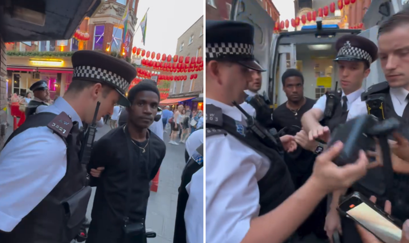 Pregador de rua Jesse Samuel Ngoma é preso durante evangelismo em Londres. (Captura de tela/Instagram/jessesamuelngoma)