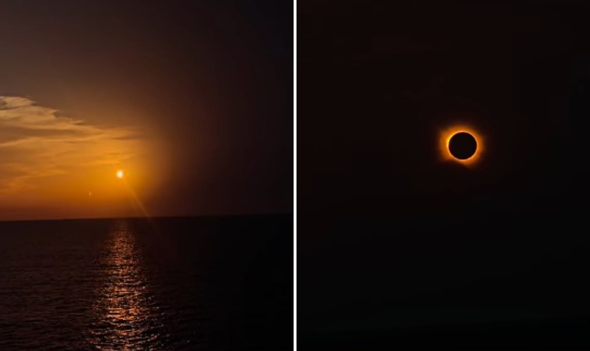 O eclipse solar total visto na Espanha. (Foto: Reprodução/Instagram/Christina Antoniades) 
