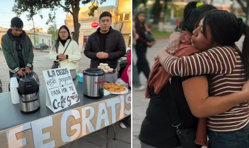 A ação evangelística nas ruas. (Foto: Reprodução/Instagram/Vida Joven)