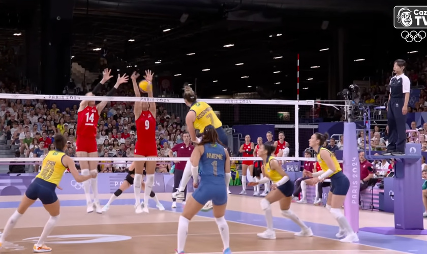 Disputa de Bronze entre Brasil X Turquia nas Olimpíadas Paris 2024. (Captura de tela/YouTube/CazéTV)