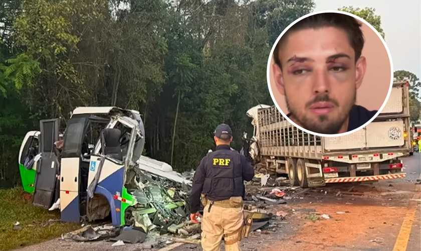 João Miguel Pereira foi um dos cinco sobreviventes do acidente que deixou 23 mortos no Paraná. (Captura de tela/YouTube/Jovem Pan)
