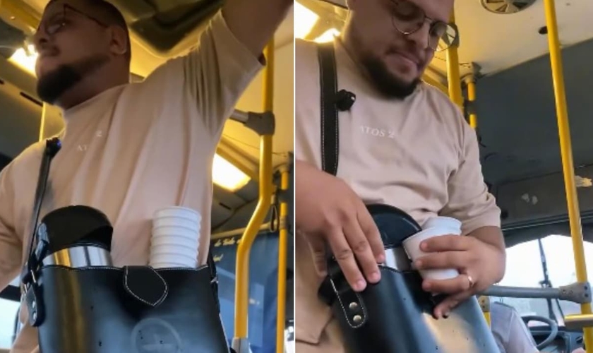 Victor evangelizou de forma criativa no ônibus que sempre pega em sua rotina. (Foto: Reprodução/Instagram/victor_missaors).