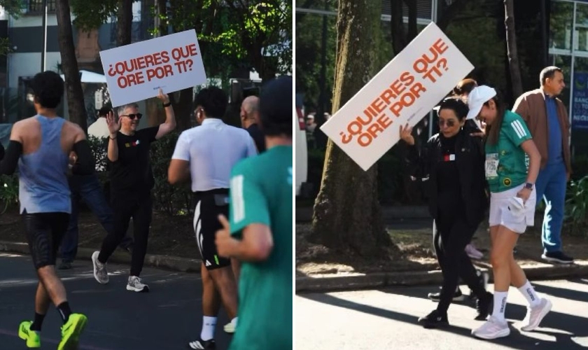 O evangelismo durante a corrida. (Foto: Reprodução/Instagram/Oscar Sotres)