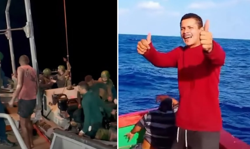 Os pescadores louvaram a Deus durante o resgate. (Foto: Reprodução/Redes Sociais)