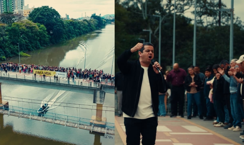 Os membros da Assembleia de Deus levantaram um clamor em oito pontes. (Foto: Reprodução/Instagram/adtubarao).