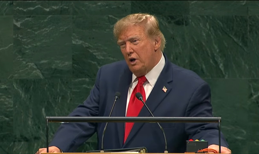 Trump discursando na Assembleia Geral da ONU. (Foto: Reprodução/YouTube/Fox News).