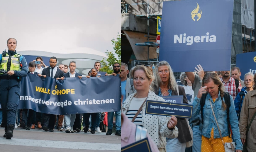 Centenas de cristãos marcharam pela Igreja Perseguida em Utrecht. (Foto: Instagram/christenunie).