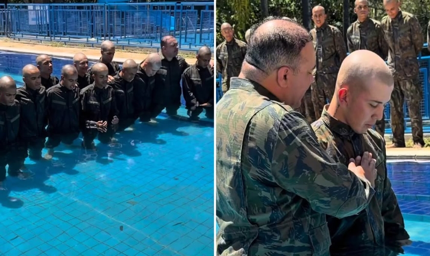 Os recrutas foram batizados na presença de familiares e colegas de farda. (Foto: Reprodução/Instagram/Claudio Britto)