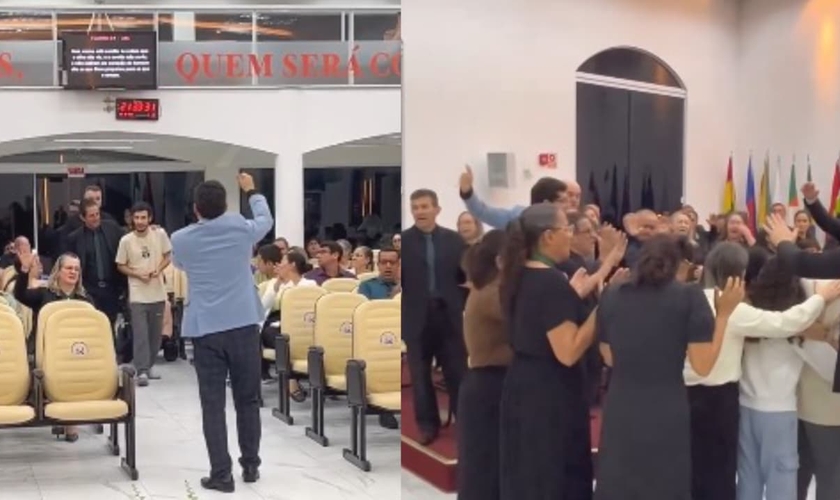 Cristãos saíram nas ruas e trouxeram pessoas para a igreja em Camboriú. (Foto: Reprodução/Instagram/Clebison Bandeira).