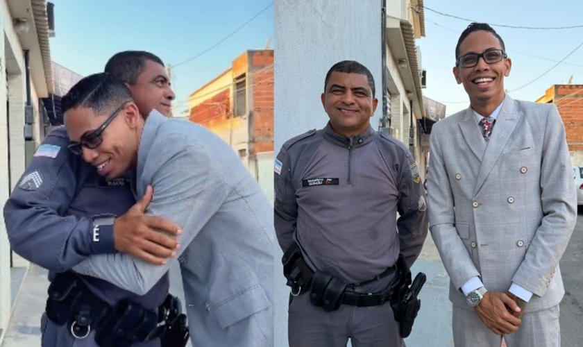 Diego Oliveira se reencontrou com o sargento Junior Gusmao. (Foto: Reprodução/Instagram/diego.oliveyra).