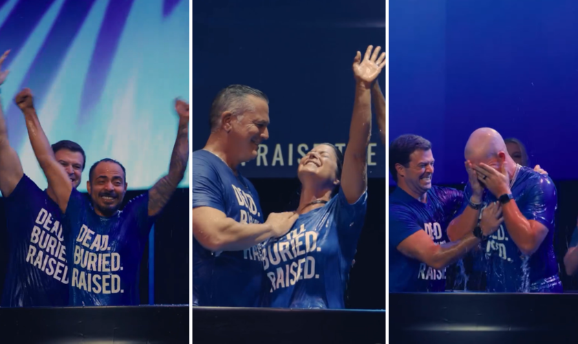 Centenas de pessoas celebram sua nova vida em Cristo após serem batizadas. (Captura de tela/Instagram/Lakepointe Church)