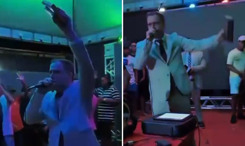 Filipe Pereira falando sobre o amor de Deus no baile. (Foto: Reprodução/Instagram/Filipe Pereira)