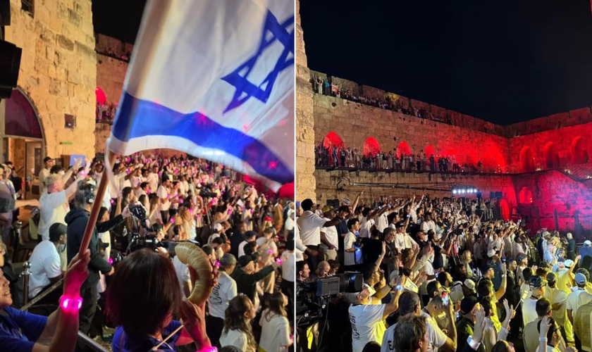 Os participantes louvaram e oraram por Israel. (Foto: Instagram/ yacov_livne).