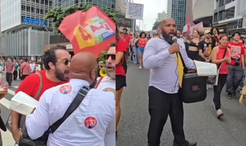 O evangelista Adenilson Brito foi hostilizado por manifestantes. (Foto: Reprodução/Instagram/pre.gador_).