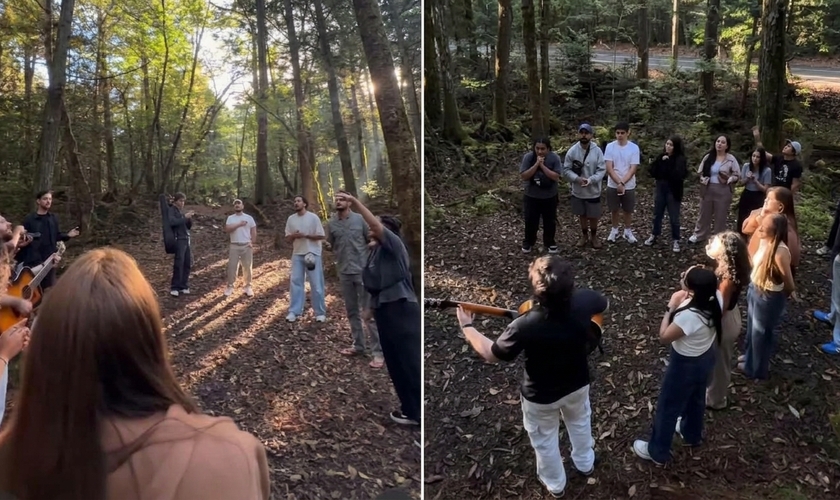 Os evangelistas declaram a esperança de Deus na Floresta de Aokigahara. (Foto: Reprodução/Instagram/gabepyszka/Reprodução/Instagram/olucamartini).