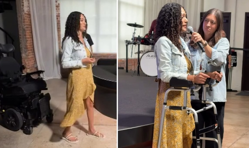 Alexya testemunhando na igreja. (Foto: Reprodução/Instagram/Alexya Hernández)