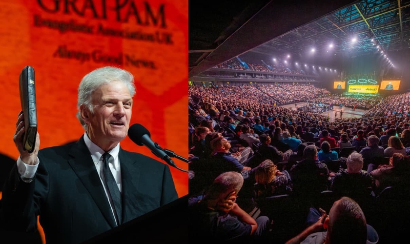 Uma multidão se reuniu para ouvir o Evangelho em uma arena de Manchester. (Foto: Instagram/bgea).