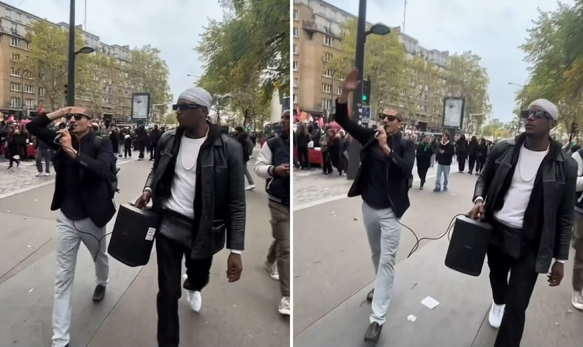 Os evangelistas do ministério Presence Revival pregando em Paris. (Foto: Reprodução/Instagram/Presence Revival)