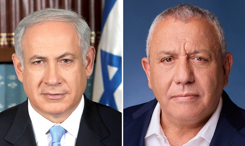 Benjamin Netanyahu, primeiro-ministro de Israel (à esq.), e Gadi Eisenkot, ex-chefe do Estado-Maior das IDF e líder do partido Yashar (à dir.). (Fotos: Avi Ohayon/Government Press Office of Israel/Wikimedia Commons; Yahav Trudler/Wikimedia Commons)