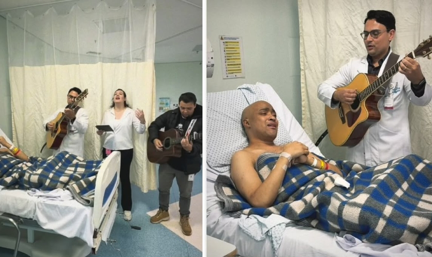 Jonatha recebeu os cristãos no leito do hospital. (Foto: Reprodução/Instagram/Jonatha Calixto)
