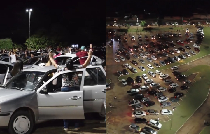 Igreja se reúne para orar dentro dos carros em parque do Mato Grosso do Sul