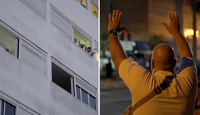 Cristãos oram por cura de pacientes em janela de hospital no Acre